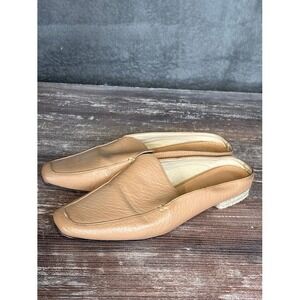 Mi.im Womens Tan Leather Square Toe Mules‎ Slip On Loafer Shoes Size 6.5